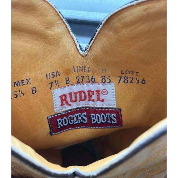 Western Boots RUDEL Roger’s Boots Exotic Lizard Skin Leather Cowboy Men Sz 7.5 main image 5